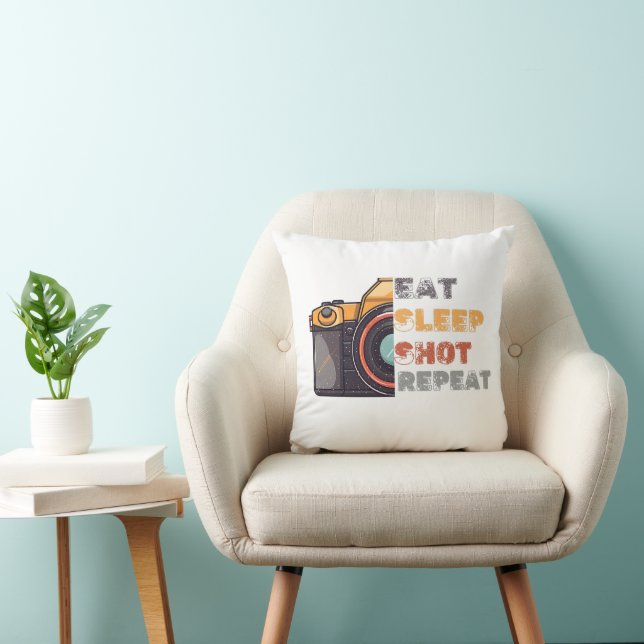 Coussin Mangez la prise de sommeil répéter vintage (Chaise)