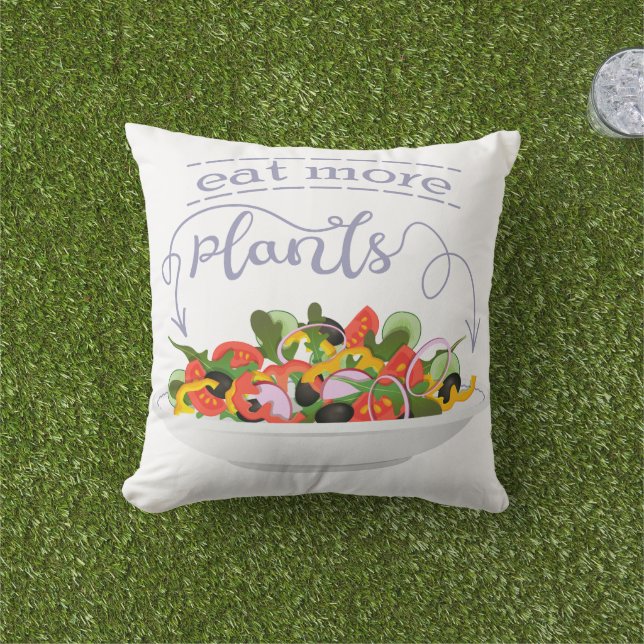 Coussin Mangez plus de plantes frais motivation salade let (Herbe)