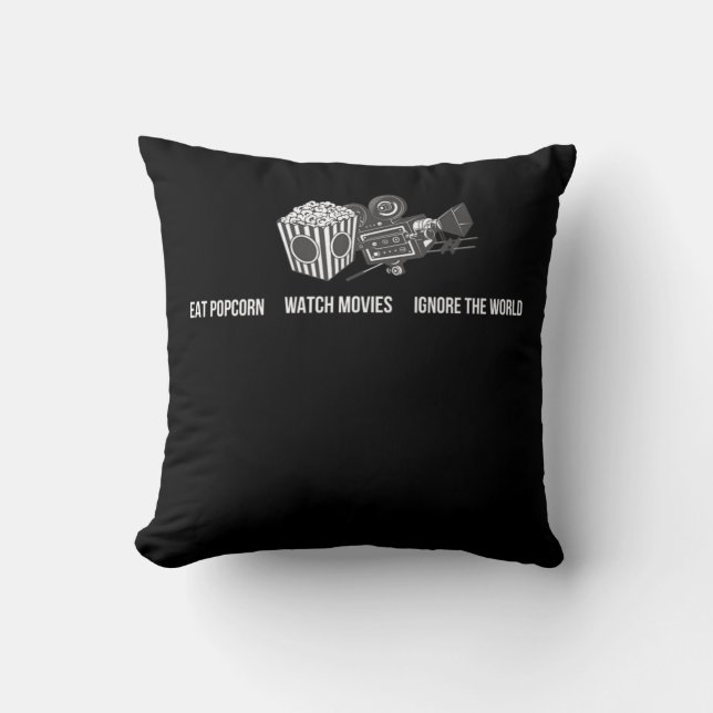 Coussin Mangez Popcorn Regardez les films Ignorez les film (Recto)