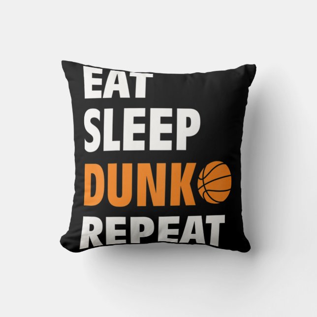 Coussin Mangez Sleep Dunk Répétez Fun Basketball (Recto)