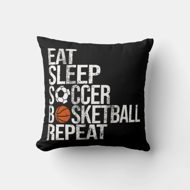 Coussin Mangez Sleep Football Basket Répéter Fun Ball (Recto)