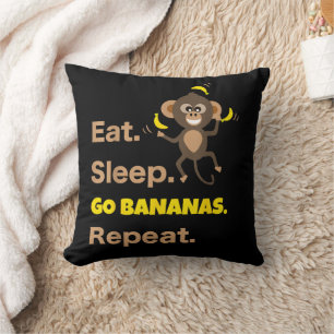 Coussin Mangez Sleep Go Bananes Répéter Funny Mignonne Ani