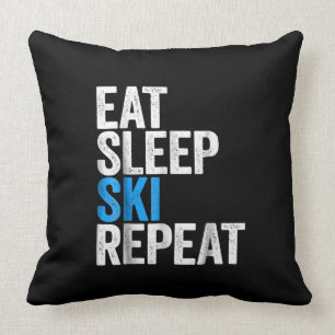 Coussin Mangez Sleep Ski Répétez Le Cadeau De Ski
