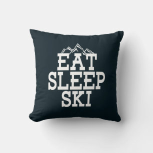 Coussin Mangez Sleep Ski Typographie Moderne