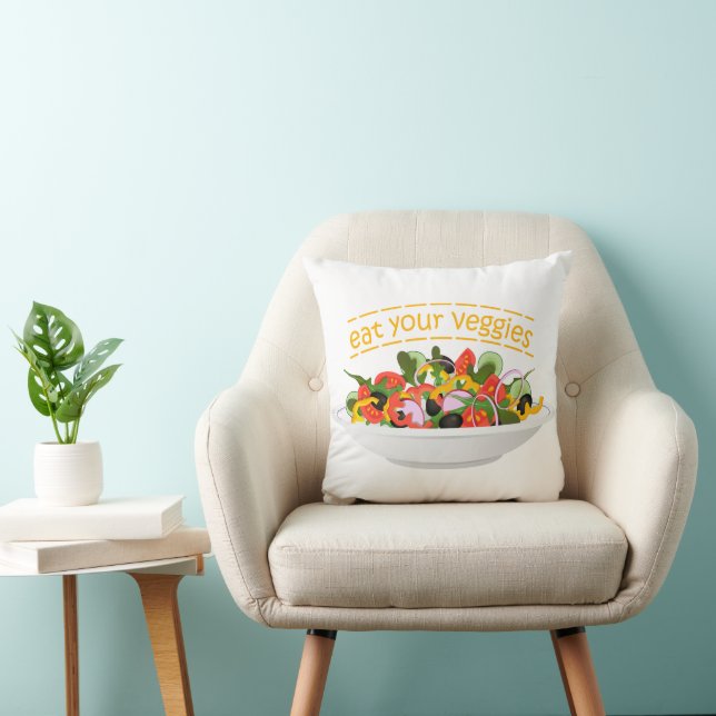 Coussin Mangez vos Légumes Citer salade fraîche mélange bo (Chaise)