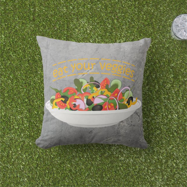 Coussin Mangez vos Légumes Citer salade fraîche mélange bo (Herbe)