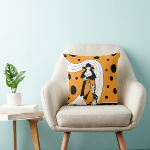 Coussin Mannequin de mode rétro, mode Art Déco vintage