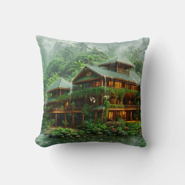 Coussin Manoir de la forêt tropicale humide (Recto)