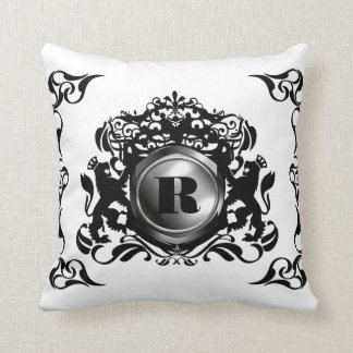 Coussin Manteau royal des carreaux du monogramme R de bras