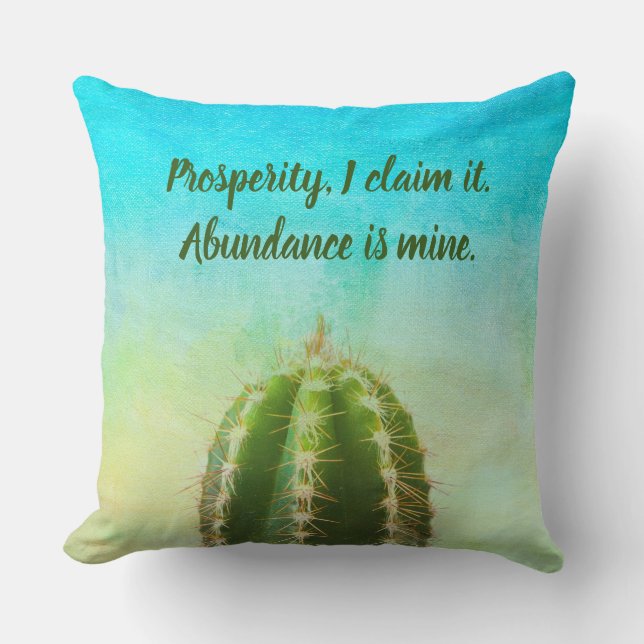 Coussin Mantra Prosperity Cactus Avec Texte Personnalisabl (Recto)