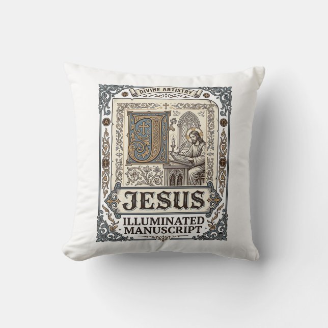 Coussin Manuscrit de Jésus Foi chrétienne vintage Jésus (Recto)