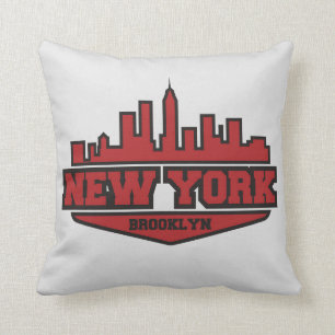 Coussin Manuscrit de style de bloc de Brooklyn New York