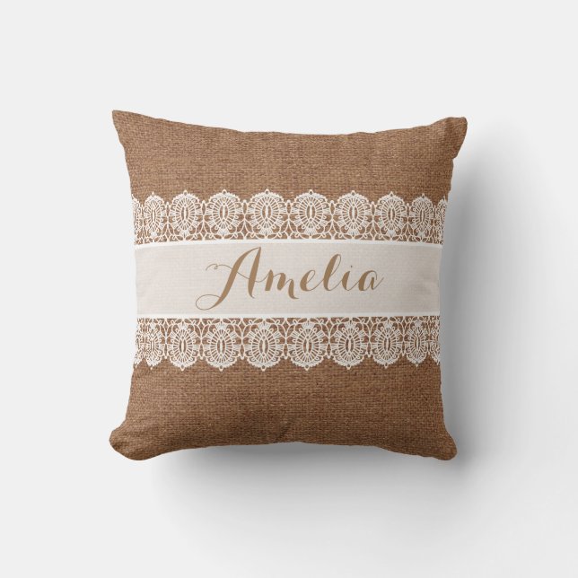 Coussin Manuscrit doux - toile de jute de Faux et (Recto)