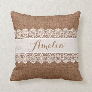 Coussin Manuscrit doux - toile de jute de Faux et