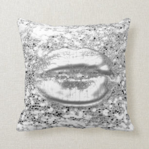 Coussin Maquillage blanc de lèvres de baiser de parties