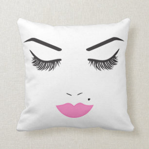 Coussin Maquillage de beauté cils et lèvres roses Chic