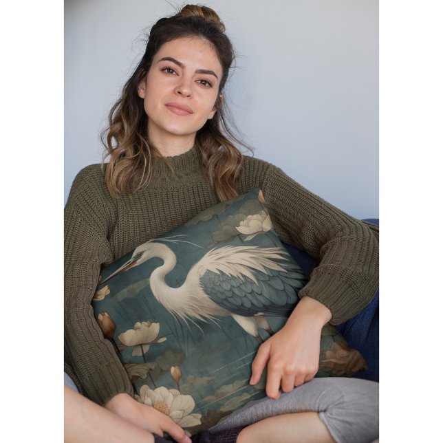 Coussin Marais de minuit & Grue majestueuse (Créateur téléchargé)