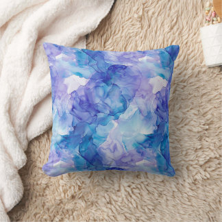 Coussin Marbre à l'encre alcoolique Bleu Téâl et Lavande
