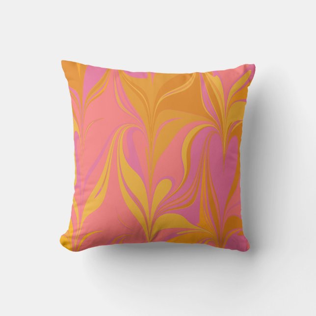 Coussin Marbre Abstrait en Jaune clair et rose (Recto)