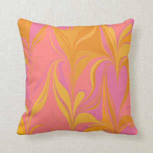 Coussin Marbre Abstrait en Jaune clair et rose