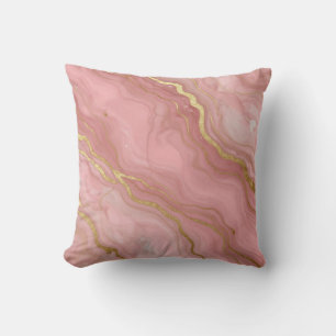 Coussin Marbre Abstrait Luxueux en Or Rose