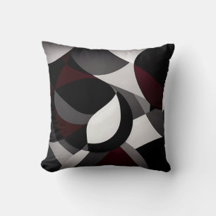 Coussin Marbre Abstrait Noir Blanc Et Rouge