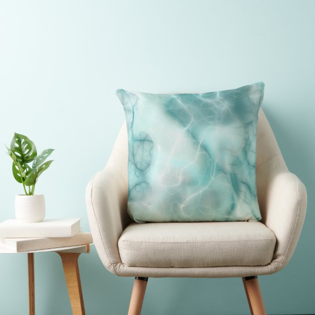 Coussin Marbre abstrait turquoise et gris (Chaise)