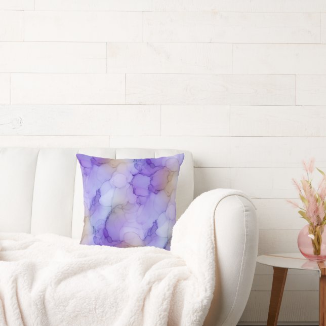 Coussin Marbre aquarelle lavande violet et crème (Canapé)