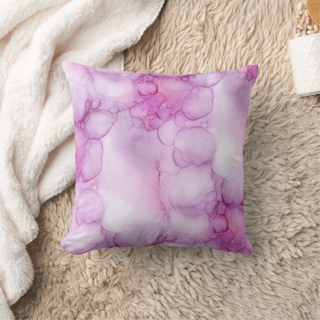 Coussin Marbre Aquarelle Rose Pâle (Couverture)