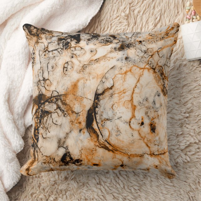 Coussin Marbré biologique Abstrait Bleu Vert Noir Jeu Pi (Couverture)