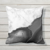 Marbre Blanc Agate Noire Paillettes Argentées
