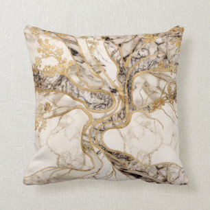 Coussin Marbre blanc Arbre de vie Abstrait