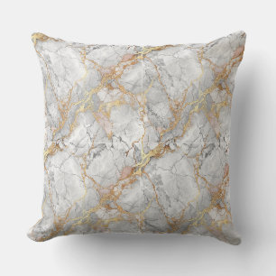 Coussin Marbre blanc de luxe pierre & motif de veine d'or