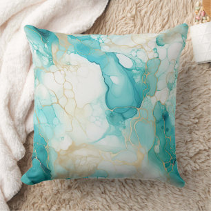 Coussin Marbre blanc d'or Aqua Mint