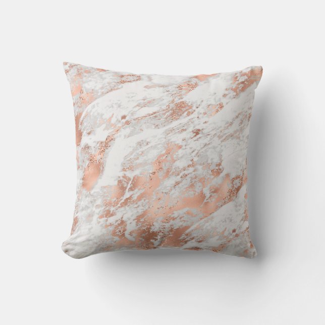 Coussin Marbre Blanc Doré Rosé Assez Clinquant   (Recto)