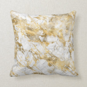 Coussin Marbre blanc et or