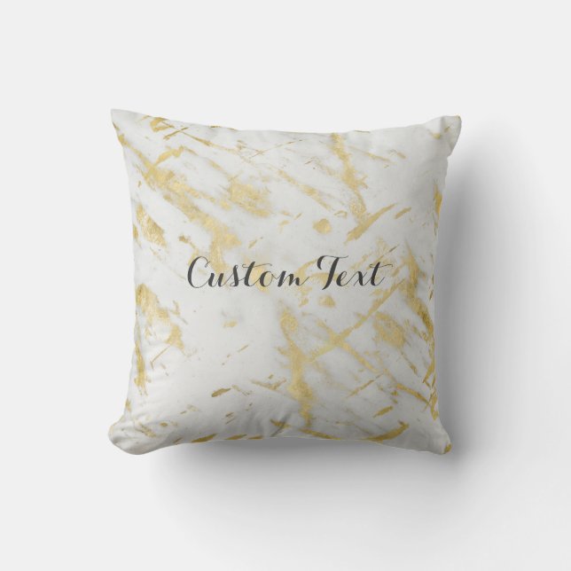 Coussin Marbre blanc et or Style glamour élégant Designer (Recto)