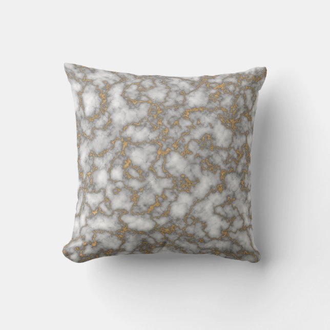 Coussin Marbre blanc et or tendance  (Recto)