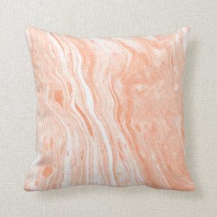 Coussin Marbre Blanc Et Orange Clair