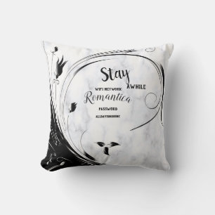 Coussin Marbre blanc, Graphique en fibre noire