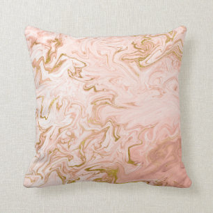 Coussin Marbre blanc Or Pierre Corail Rose rose Peach