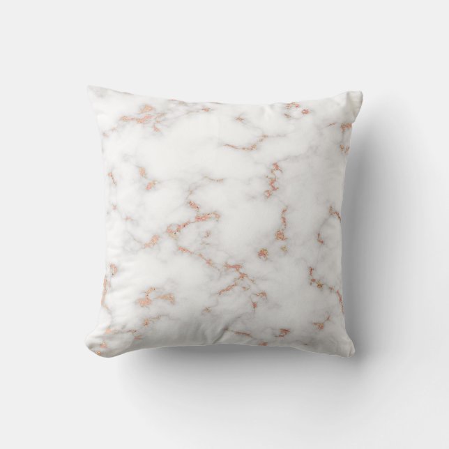 Coussin Marbre blanc rose  de luxe Parties scintillant blu (Recto)