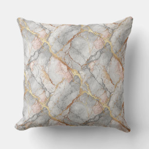Coussin Marbre blanc royal pierre et or motif d'art de vei