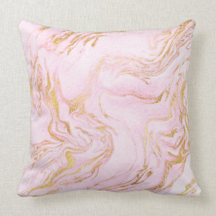 Coussin Marbre blanc VIP d'or de rose en pastel