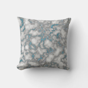 Coussin Marbre bleu blanc élégant