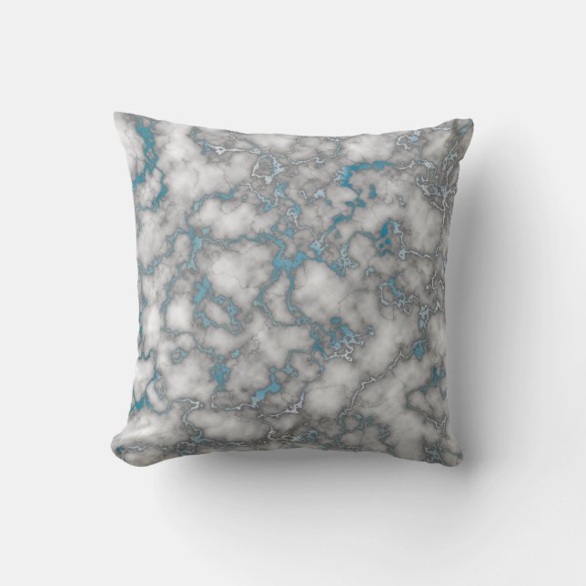 Coussin Marbre bleu blanc élégant (Recto)