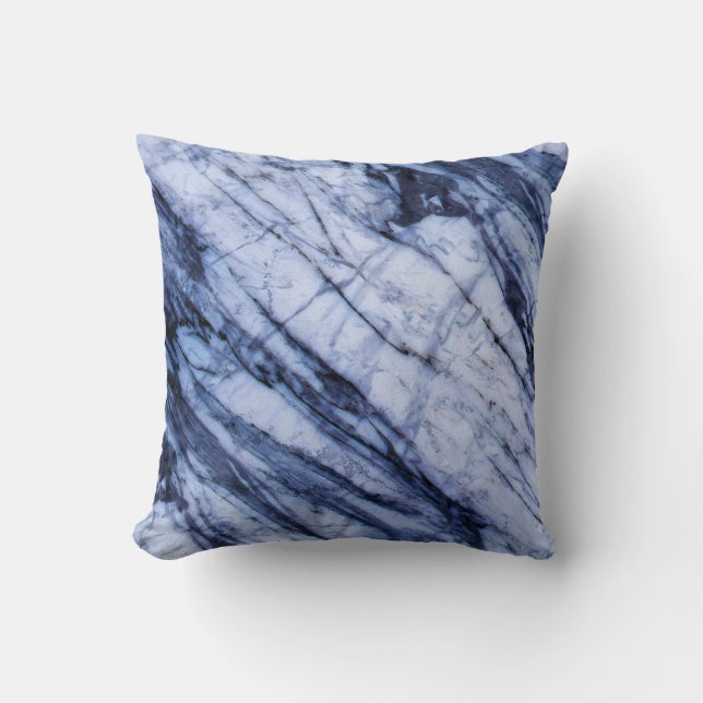 Coussin Marbre bleu et blanc pierre tourbillonnante chic m (Recto)
