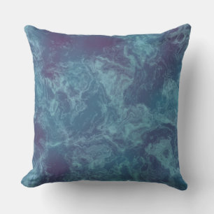 Coussin Marbre bleu et violet abstrait