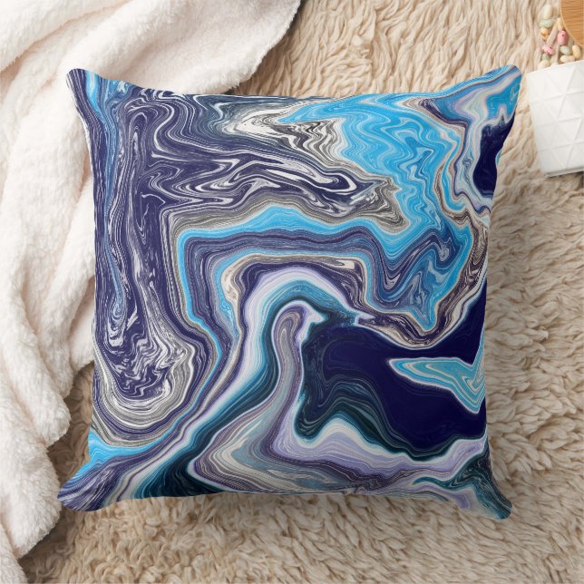 Coussin Marbre bleu Fluide Art (Couverture)