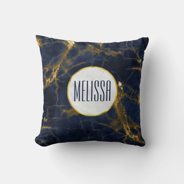 Coussin Marbre bleu marine et or Marbre moderne élégant (Recto)